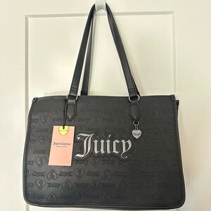Juicy Couture Black Embossed Logo Tote & Matching Wallet Set